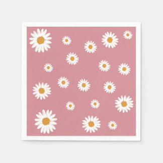 Servilleta De Papel Dusty Pink Daisy Tema Papel Napkin