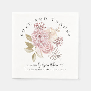 Servilleta De Papel Dusty Pink Florals Gracias Boda De Nombres