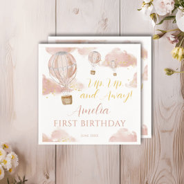 Servilleta De Papel Dusty Pink Hot Air Balloon Thon Birday Chica