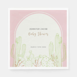 Servilleta De Papel Dusty Pink Minimalista Boho Cactus Arch Baby Showe