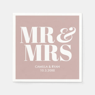 Servilleta De Papel Dusty Pink Sr. y Sra. Boda Personalizada Napkins