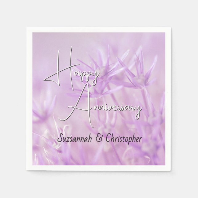 Servilleta De Papel Dusty Purple Floral Background Anniversary (Anverso)