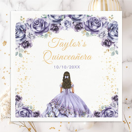 Servilleta De Papel Dusty Purple Princess Floral Quinceañera