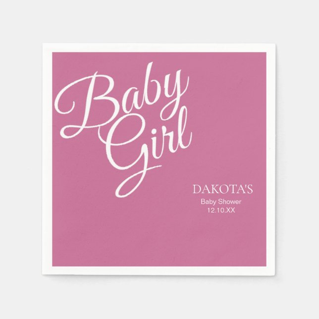 Servilleta De Papel Dusty Rosa Baby Girl Baby Shower (Anverso)