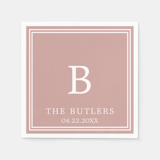 Servilleta De Papel Dusty Rosa Boda personalizado Cocktail Napkins (Anverso)