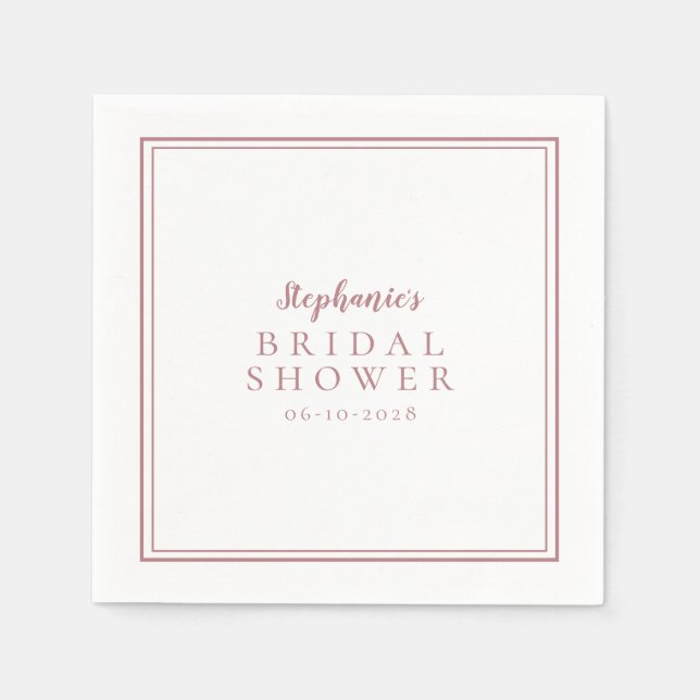 Servilleta De Papel Dusty Rosa Bridal Shower Boda Simple Moderno (Anverso)