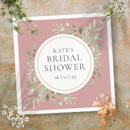 Servilleta De Papel Dusty Rosa Elegante Dorado Verdor Bridal Ducha