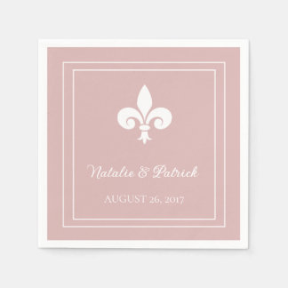 Servilleta De Papel Dusty Rosa Fleur de Lis Papel Boda
