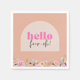 Servilleta De Papel Dusty Rosa floral "hola 4-oh" retro