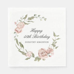 Servilleta De Papel Dusty Rosa Floral rosa 40 cumpleaños
