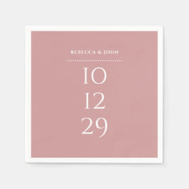 Servilleta De Papel Dusty Rosa Minimalista Fecha especial Boda