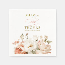 Servilleta De Papel Dusty Rose and Cream Earthy Botanical Wedding