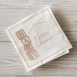 Servilleta De Papel Dusty Rose Baby Blocks Baby Shower Napkins