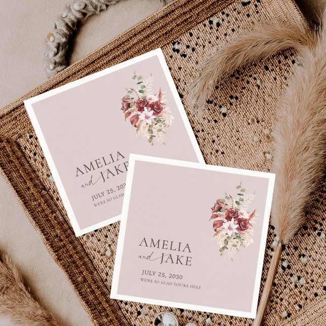 Servilleta De Papel Dusty Rose Beige Burgundy & Blush Floral Wedding (Subido por el creador)