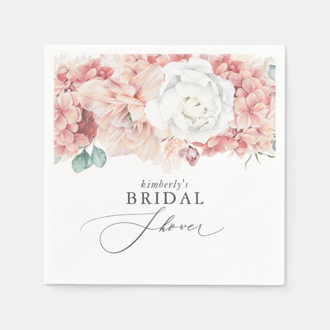 Servilleta De Papel Dusty Rose Melocotón Floral Baby / Bodas (Anverso)