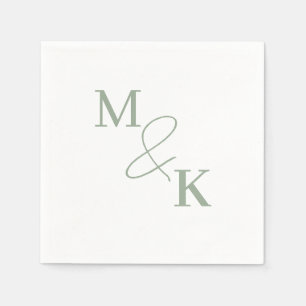 Servilleta De Papel Dusty Sage Green Ampersand Monograma Boda Napkin