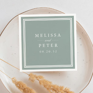 Servilleta De Papel Dusty Sage Green   Classic Personalized Wedding