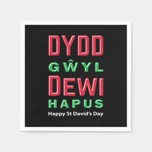 Servilleta De Papel Dydd Gæyl Dewi Hapus Feliz Día 5 De San Davids (Anverso)