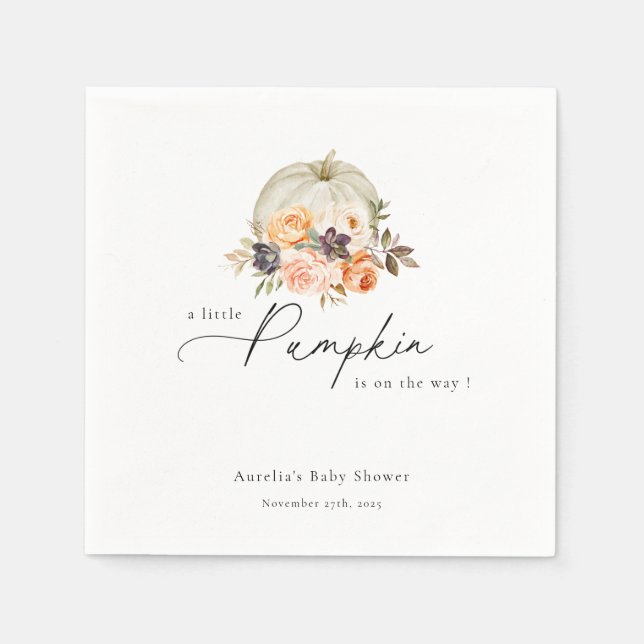 Servilleta De Papel Earthy Autumn Floral Pumpkin Baby Shower (Anverso)