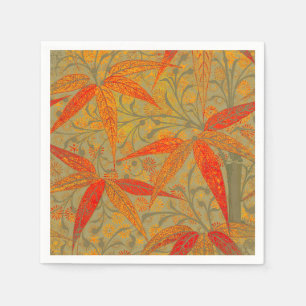 Servilleta De Papel Earthy Bamboo Art Vintage Print Naranja
