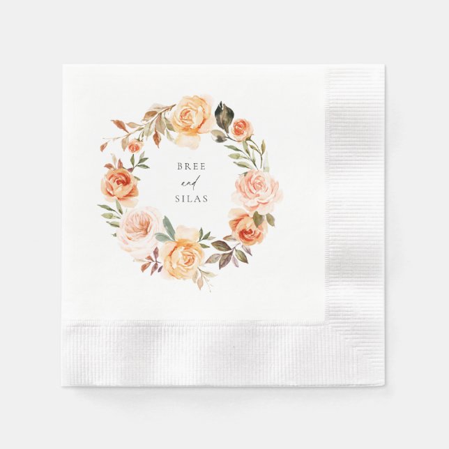 Servilleta De Papel Earthy Otumn Floral Wreath Boda (Anverso)