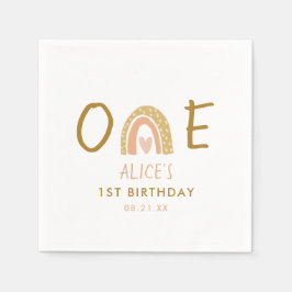 Servilleta De Papel Earthy Rainbow Chica primer Fiesta de cumpleaños