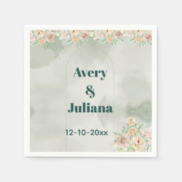 Servilleta De Papel Earthy Shades Flowers Boho Elegant Sage Green