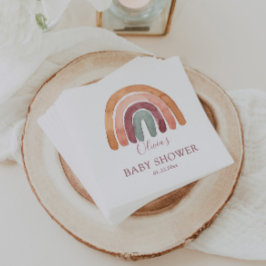 Servilleta De Papel Earthy Tone Watercolor Boho Rainbow Baby Shower