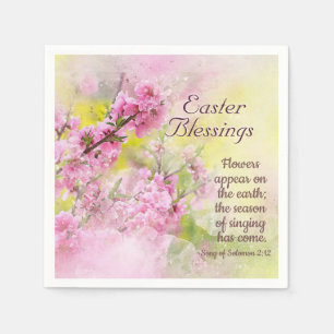Servilleta De Papel Easter Blessings Song of Solomon 2:12 Pink Flower