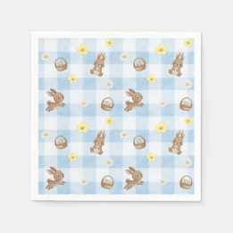 Servilleta De Papel Easter Bunny Blue Gingham