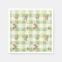 Servilleta De Papel Easter Bunny Green Gingham