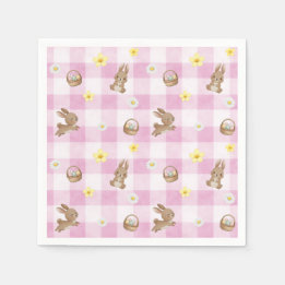 Servilleta De Papel Easter Bunny Pink Gingham
