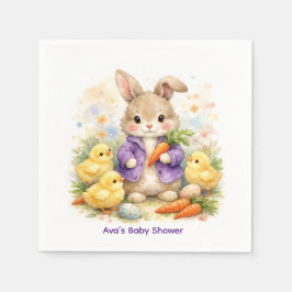 Servilleta De Papel Easter Bunny Purple Jacket Baby Shower