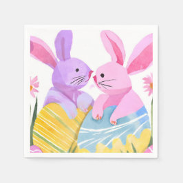 Servilleta De Papel Easter Egg Bunnies | Pastel Watercolor