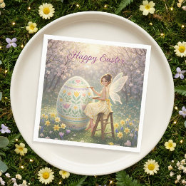 Servilleta De Papel Easter Fairy Painting Egg Spring