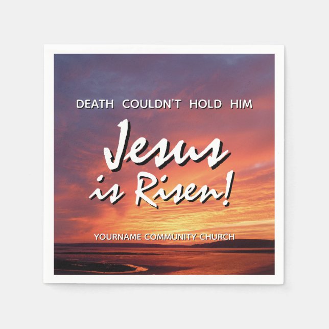 Servilleta De Papel Easter JESUS IS RISEN Customizable Christian (Anverso)