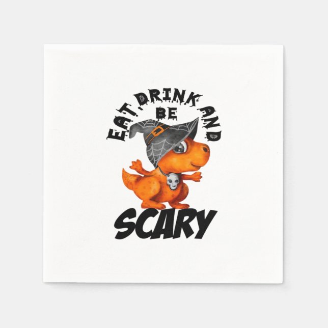 Servilleta De Papel Eat Drink And Be Scared Funny Quote (Anverso)
