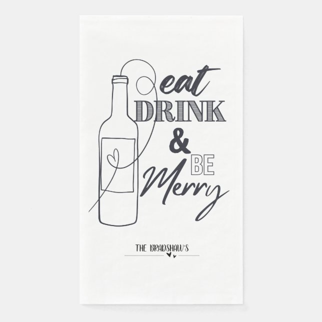 Servilleta De Papel Eat, Drink & Be Merry Custom Paper Dinner Napkin (Anverso)