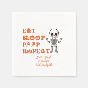 Servilleta De Papel Eat Sleep Poop Repete Cute Octubre Nuevo Skeleton