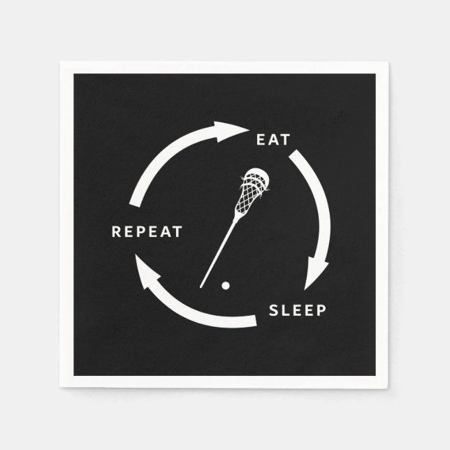 Servilleta De Papel Eat Sleep Repeat Lacrosse Sports Fan Saying (Anverso)