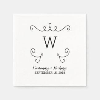 Servilleta De Papel Ebony Whimsical Flourier Monograma Papel servillet