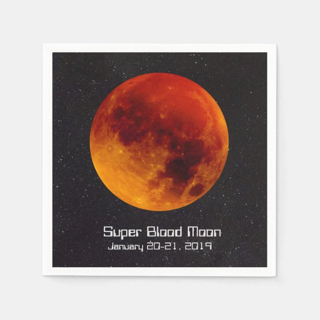 Servilleta De Papel Eclipse de luna Super Sangre 2019 (Anverso)