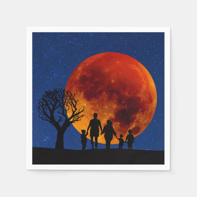 Servilleta De Papel Eclipse Lunar de Luna de Sangre Familiar (Anverso)
