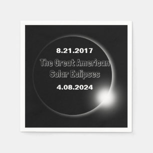 Servilleta De Papel Eclipse solar con doble fecha 2024 & 2017