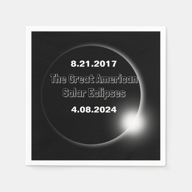 Servilleta De Papel Eclipse solar con doble fecha 2024 & 2017 (Anverso)