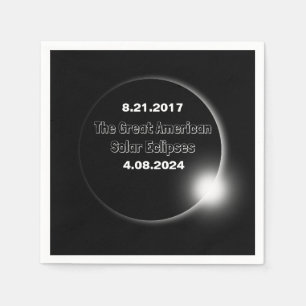 Servilleta De Papel Eclipse solar con doble fecha 2024 & 2017