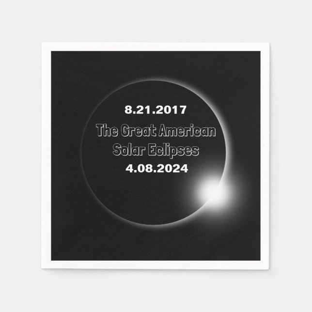 Servilleta De Papel Eclipse solar con doble fecha 2024 & 2017 (Anverso)