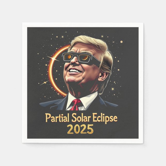 Servilleta De Papel Eclipse solar parcial 2025 Astronomía Trump (Anverso)