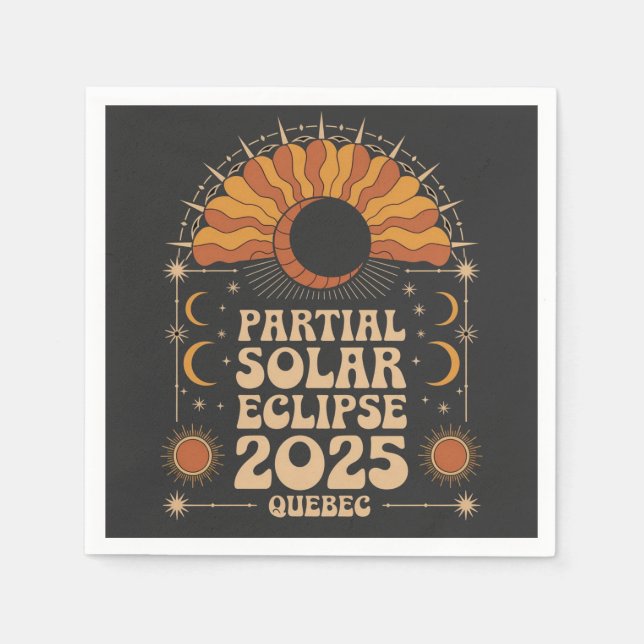Servilleta De Papel Eclipse solar parcial 2025 Quebec Canadá (Anverso)