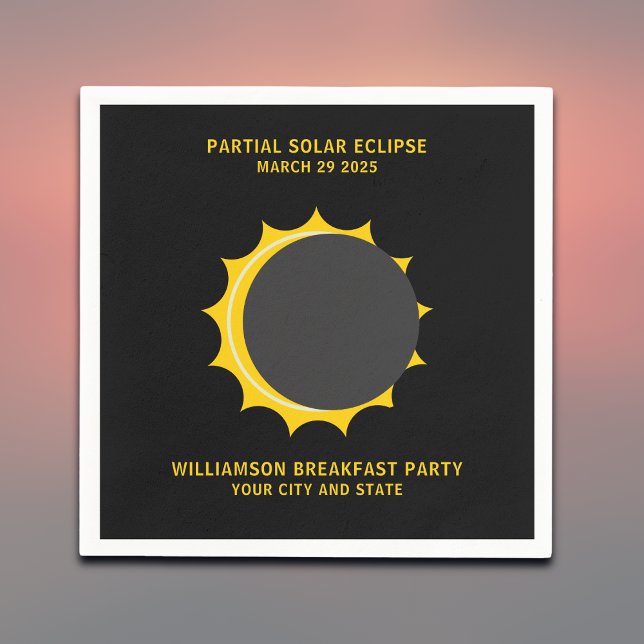 Servilleta De Papel Eclipse solar parcial marzo 2025 Personalizado (Add your details via the template to personalize as required)
